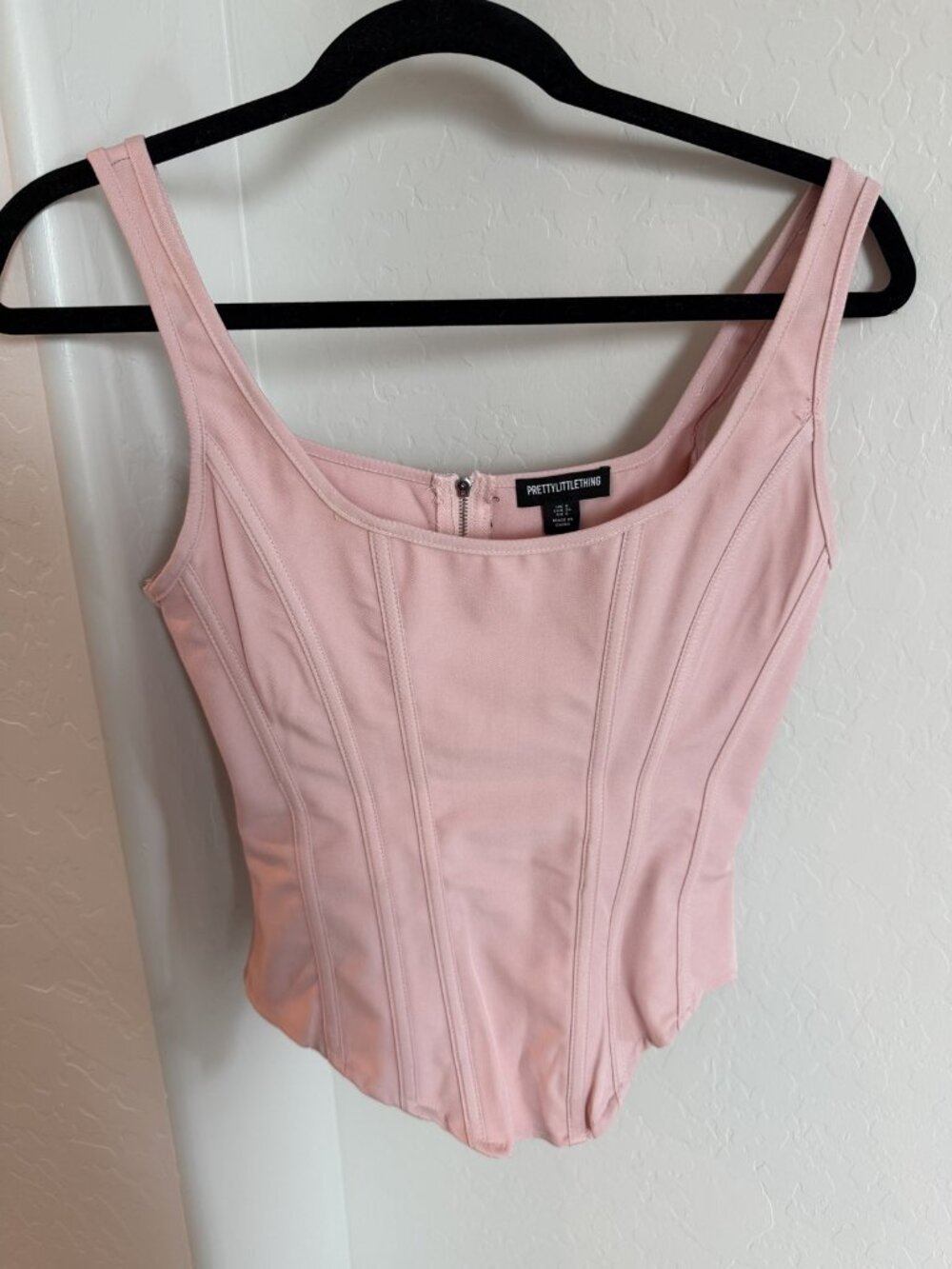 PrettyLittleThing Blush Pink Square Neck Corset Top US 4 UK 8